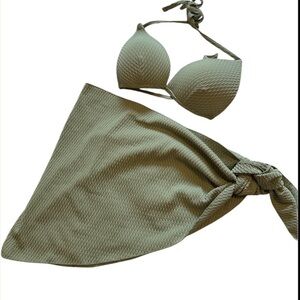 Olive Green Bikini Top & Sarong Size Medium
